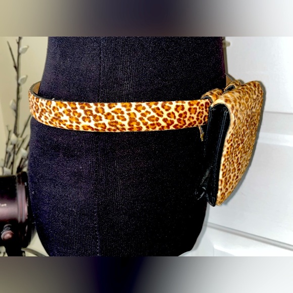 WCM New York Calf hair leopard print n leather belt with bag. - Picture 2 of 7